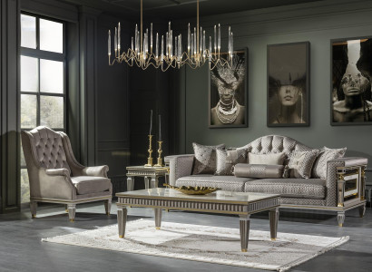 Armchair Gray Luxury Upholstery Fabric 1Seater Chesterfield Modern Furniture Living room new