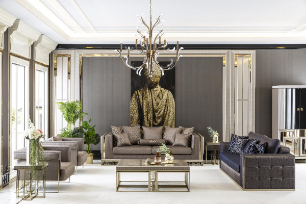 Side table Gray Modern Wood Design Living room Furniture Luxury Elegant Table