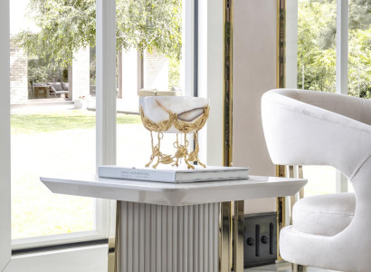 Side table White Living room Metal Glass new Modern Design Furniture Luxury