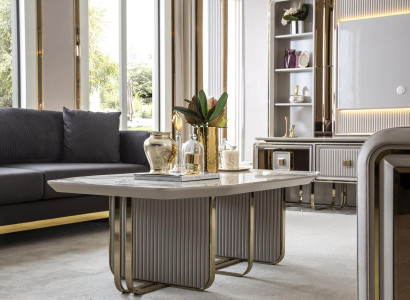 Coffee table White Metal Luxury Design Couch Table Furniture Living room Elegant new