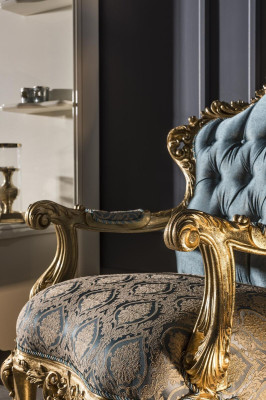 Armchair Blue Elegant Living room Upholstery Fabric Design Classic Luxury Beautiful new