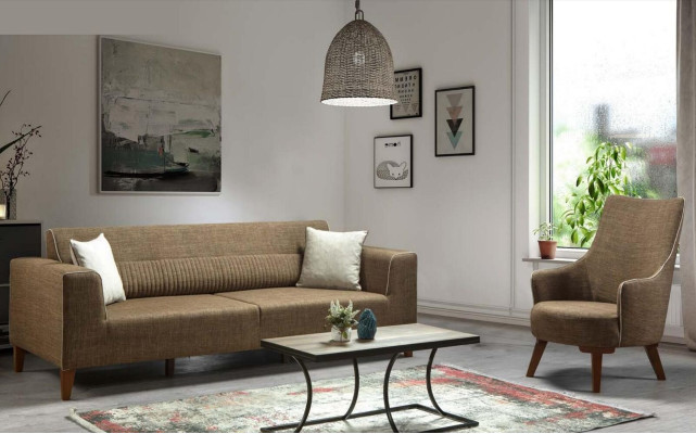 Luxury Modern Armchair 1 Seater Design Living room Upholstery Wood Furniture