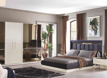 Luxury Bedroom Set Bed Furniture Textile Wardrobe Beds Bedside table 4pcs