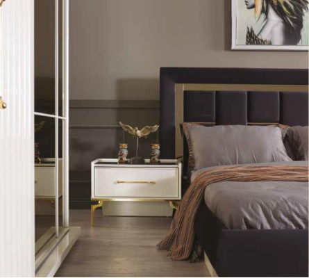 Luxury Bedroom Set Bed Furniture Textile Wardrobe Beds Bedside table 4pcs