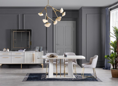 Dining table 4x Chair Suite Dining set Chest of drawers Table Set Dining table 7 pieces