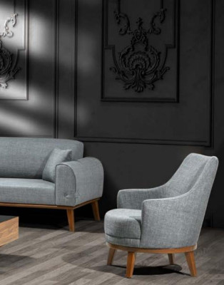 Armchair 1 Seater Living room Armchair Single Seater Wood Textile Fabric