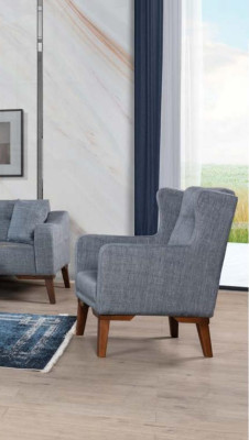 Luxury Armchair Single Seater Recliner Living room Wood Gray Furniture