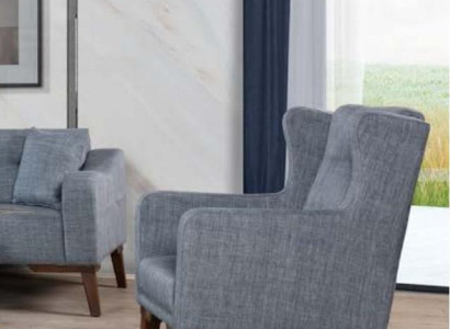 Luxury Armchair Single Seater Recliner Living room Wood Gray Furniture