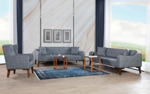 Luxury Armchair Single Seater Recliner Living room Wood Gray Furniture