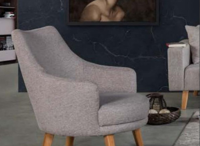 Design Armchair 1 Seater Modern Comfortable Armchair Wood Gray Furniture
