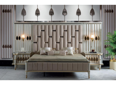 Bed Beige Metal Furniture Elegant Design Bedroom Furniture Luxury new