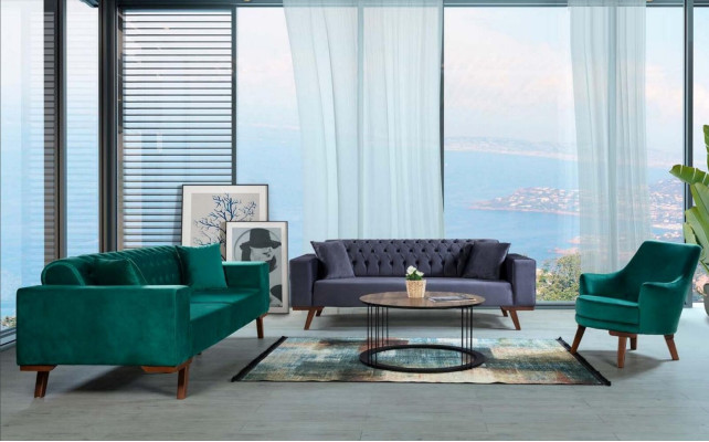 Living room Armchair Seater 1 Seat Fabric Polyester Style Modern Design green Color