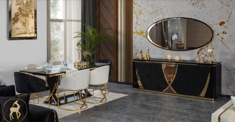 Suite Table + 6x Armchair Chairs Dining set Set Complete's Dining room 7 pieces.