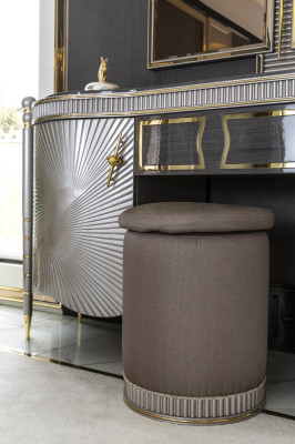 Stool Brown Round Elegant Wood Furniture Modern Design Beautiful Bedroom