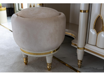 Round Stool Beige Round Upholstery Stool Footstool Bedroom Stool