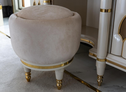 Round Stool Beige Round Upholstery Stool Footstool Bedroom Stool