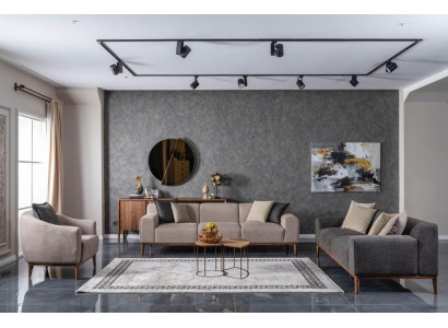 Complete e Couchset Sofagatnitur Sofa 4+3+1 Seater Armchair Group Fabric Luxury