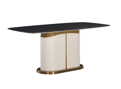 Designer Dining table Luxury Dining room Tables Upholstery Wood Leather Table Oval Furniture