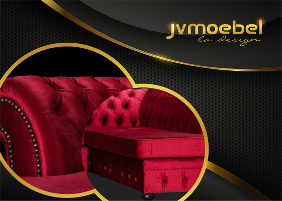 Set Luxury Modern Corner sofa U-shape Chesterfield and Coffee table Living room Textile