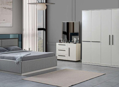 Bed + 2x bedside tables 5 pieces. Bedroom Designer Luxury Furniture Modern Set