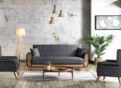 Design Modern Living room Set Sofa set 3+3+1 Gray Living room furniture set