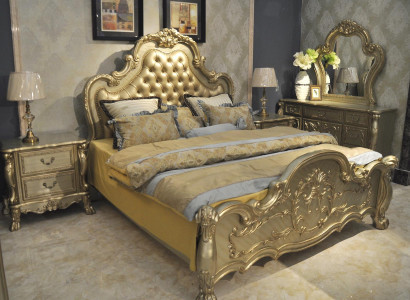 Bed + 2x Bedside table 3 pcs. Bedroom Set Designer Luxury Bedroom Baroque