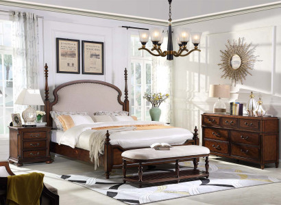 Wilhelminian Style Bedroom Real Wood Furniture Complete 5pcs. Suite Bed Table