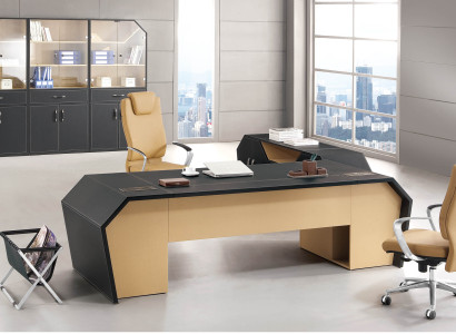 Set Office furniture Group Corner Desk Chef Table Leather Wood Chest of drawers