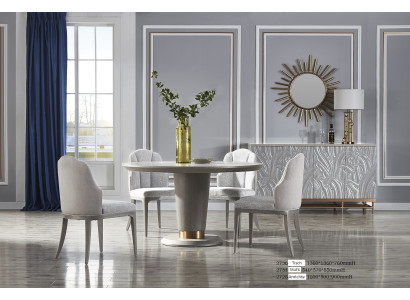 Elegant Art Nouveau chair set Modern white ensemble for 8 people