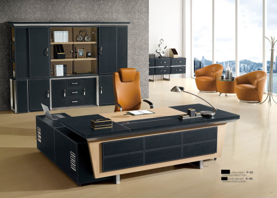 Desk 2 pcs. Set Office Furnishings Table Leather Wood Design Furniture