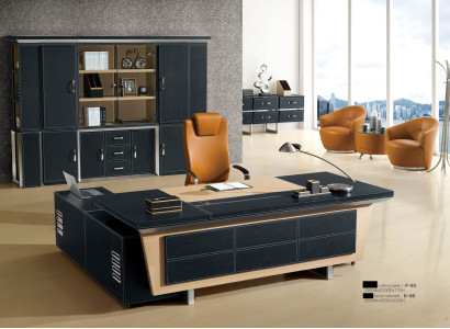Desk 2 pcs. Set Office Furnishings Table Leather Wood Design Furniture