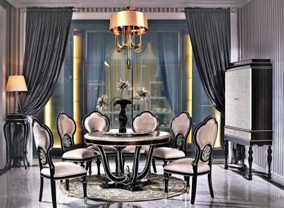 Royal Chair for 6 People for the Living room in Black-Beige