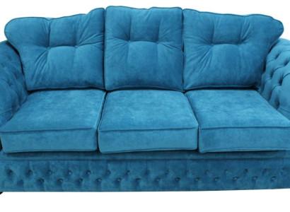 Blue e Chesterfield Fabric Upholstery Three Seater Living room Couch Design