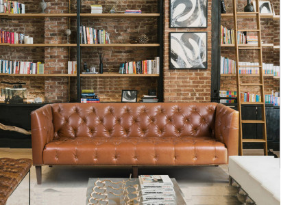 Men Club Chesterfield Sofa Couch Leather Upholstery Three Seater Brown