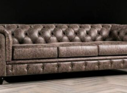 Mens Club Chesterfield Sofa Couch Leather Upholstery Three Seater Brown NEW