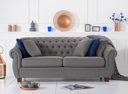 Chesterfield Fabric Upholstery Three Seater Living room Couch Textile Design