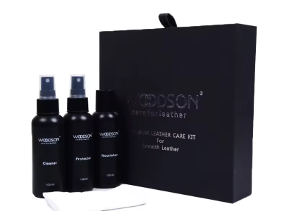 Cleaning and care set for leather materials – 3-piece care spray set