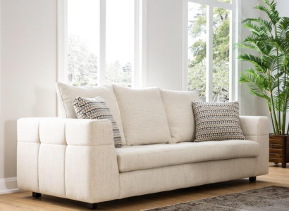 Luxury Modern Sofa 3 Seater Upholstered Sofa White Textill Seat Design Couch Sofas