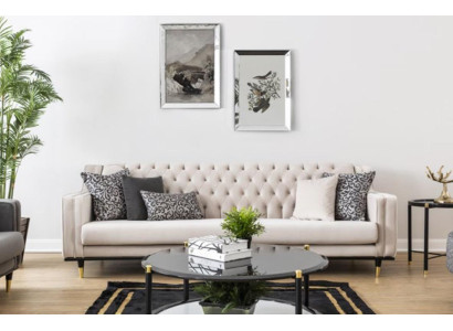 Classic Chesterfield Three Seater Furniture Sofa Luxury Couches Beige 3 Seat Sofas