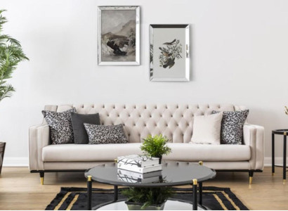 Classic Chesterfield Three Seater Furniture Sofa Luxury Couches Beige 3 Seat Sofas