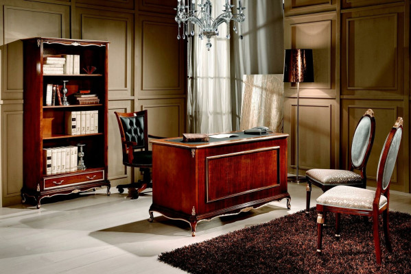 Classic Office Desk Desks Table Wood Chair 2-piece set Baroque