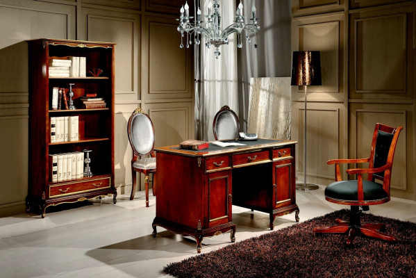 Classic Office Desk Desks Table Wood Chair 2-piece set Baroque