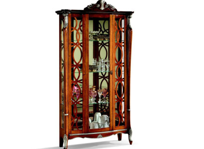 Italian Furniture Luxury Design Wood Classic Baroque Shelf Glass Cabinet Showcases