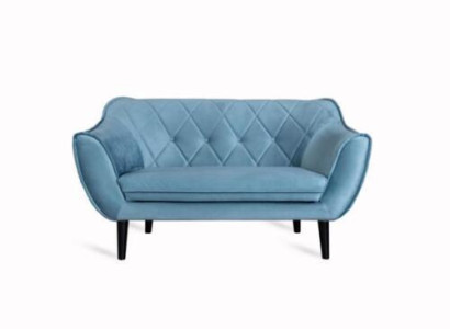 Comfortable, soft 2-seater sofa with luxurious upholstery in a delicate blue colour