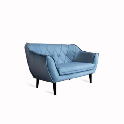 Comfortable, soft 2-seater sofa with luxurious upholstery in a delicate blue colour