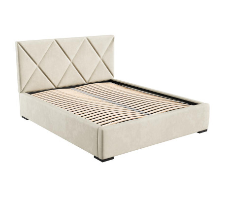 Bed Beige Double bed Style Elegant Bed Upholstery Fabric Bedroom Modern new