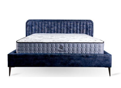 Bed Blue Double bed Bedroom Wood Furniture Design Elegant Upholstery Fabric new