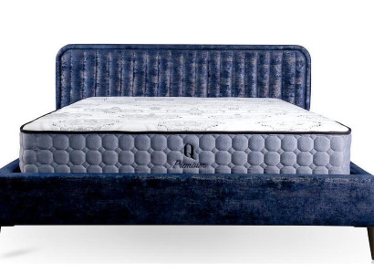 Bed Blue Double bed Bedroom Wood Furniture Design Elegant Upholstery Fabric new
