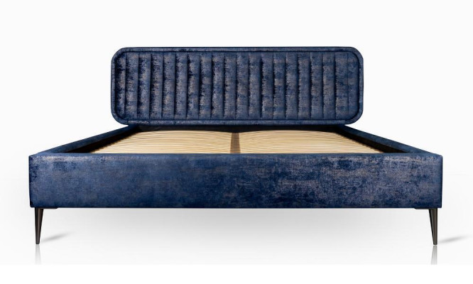 Bed Blue Double bed Bedroom Wood Furniture Design Elegant Upholstery Fabric new