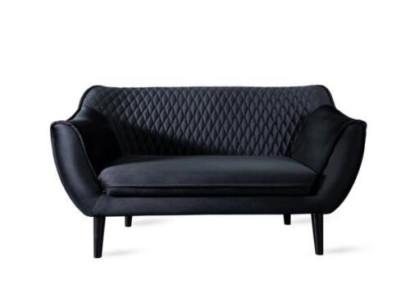 Sofa 2 Seater Black Modern Living room Luxury Design Wood Furniture Upholstery Fabric